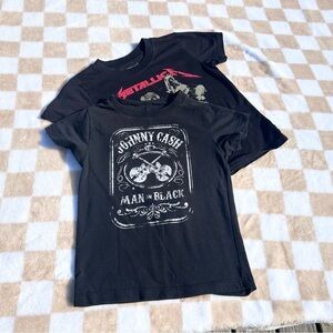 Bundle of 2 Black Graphic Band T-Shirts for kids